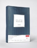 Pościel adamaszkowa 140x200 denim granatowa jednobarwna paski 1 cm Pure