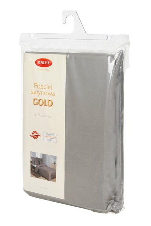 Pościel satynowa 140x200 Gold grafitowa 44 z jaśkiem jednobarwna Matex Pościel satynowa 140x200 Gold grafitowa 44 z jaśkiem jednobarwna Matex
