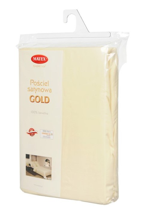 Pościel satynowa 160x200 Gold ekri 02 z jaśkami jednobarwna Matex Pościel satynowa 160x200 Gold ekri 02 z jaśkami jednobarwna Matex