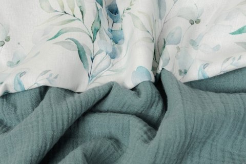 Kołdra 80x100 poduszka 30x40 muślinowa zielona beżowa kwiaty Muslin design komplet Kołdra 80x100 poduszka 30x40 muślinowa zielona beżowa kwiaty Muslin design komplet