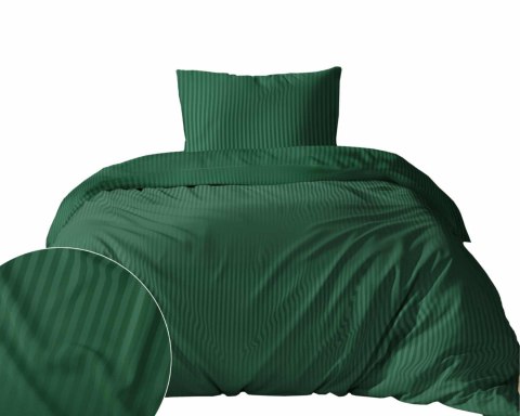 Pościel adamaszkowa 140x200 zielona ciemna jednobarwna paski 1 cm Pure Pościel adamaszkowa 140x200 zielona ciemna jednobarwna paski 1 cm Pure