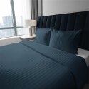 Pościel adamaszkowa 180x200 denim granatowa jednobarwna paski 1 cm Pure