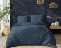 Pościel adamaszkowa 180x200 denim granatowa jednobarwna paski 1 cm Pure