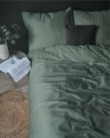 Pościel adamaszkowa 180x200 oliwkowa jednobarwna paski 1 cm Pure