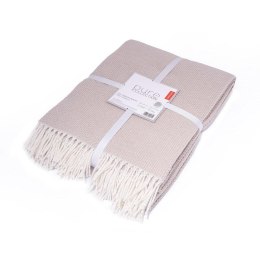 Koc bawełniany akrylowy 150x200 beżowy z frędzlami jacquard 126jb