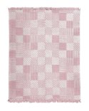 Koc bawełniany akrylowy 150x200 różowy z frędzlami geometryczny 127jb
