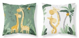 Poszewka bawełniana 40x40 Stay wild and fun żyrafy zielona biała dwustronna PSBA 19 B Mayamoo 26