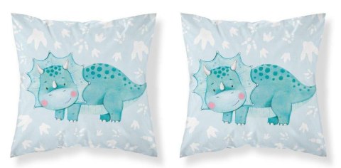 Poszewka bawełniana 40x40 Triceratops niebieski dinozaur niebieska dwustronna PSBA 27 B Mayamoo 26
