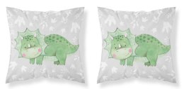 Poszewka bawełniana 40x40 Triceratops zielony dinozaur szara dwustronna PSBA 27 A Mayamoo 26