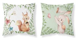 Poszewka bawełniana 40x40 Wiewiórka zajączek biała zielona PSBA 32 B Mayamoo 26
