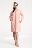Szlafrok damski 214 4XL morelowy podomka na suwak z kieszeniami z wytłaczanym wzorem bawełniany rękaw 7/8 Szlafrok damski 214 4XL morelowy podomka na suwak z kieszeniami z wytłaczanym wzorem bawełniany rękaw 7/8