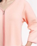 Szlafrok damski 214 4XL morelowy podomka na suwak z kieszeniami z wytłaczanym wzorem bawełniany rękaw 7/8 Szlafrok damski 214 4XL morelowy podomka na suwak z kieszeniami z wytłaczanym wzorem bawełniany rękaw 7/8