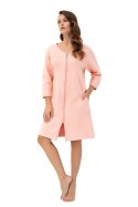 Szlafrok damski 214 4XL morelowy podomka na suwak z kieszeniami z wytłaczanym wzorem bawełniany rękaw 7/8 Szlafrok damski 214 4XL morelowy podomka na suwak z kieszeniami z wytłaczanym wzorem bawełniany rękaw 7/8
