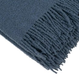 Koc wełniany merynos Buckle 140x200 niebieski stalowy z frędzlami
