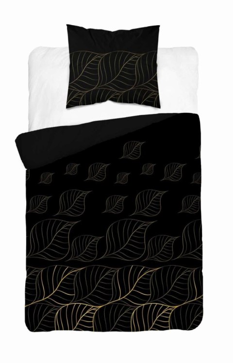 Pościel satynowa 140x200 Czarna złote liście 4815 A Home Satin 58 Pościel satynowa 140x200 Czarna złote liście 4815 A Home Satin 58