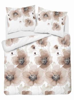 Pościel satynowa 160x200 Biała w beżowe kwiaty 4817 B Home Satin 58
