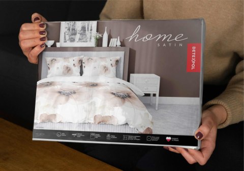 Pościel satynowa 160x200 Biała w beżowe kwiaty 4817 B Home Satin 58 Pościel satynowa 160x200 Biała w beżowe kwiaty 4817 B Home Satin 58