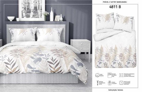 Pościel satynowa 160x200 Gałązki biała 4811 B Home Satin 58 Pościel satynowa 160x200 Gałązki biała 4811 B Home Satin 58