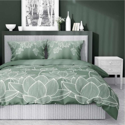 Pościel satynowa 160x200 Kwiaty lotosu zielona 4818 A Home Satin 58 Pościel satynowa 160x200 Kwiaty lotosu zielona 4818 A Home Satin 58