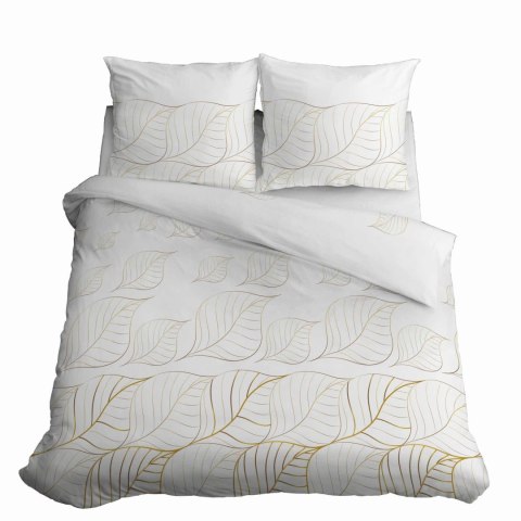Pościel satynowa 180x200 Biała złote liście 4815 B Home Satin 58 Pościel satynowa 180x200 Biała złote liście 4815 B Home Satin 58