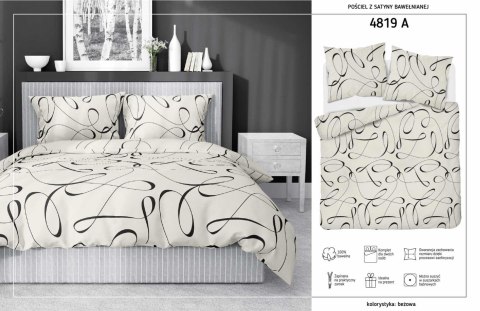 Pościel satynowa 180x200 Esy floresy beżowa 4819 A Home Satin 58 Pościel satynowa 180x200 Esy floresy beżowa 4819 A Home Satin 58
