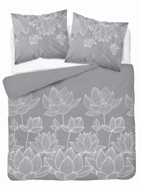 Pościel satynowa 180x200 Kwiaty lotosu szara 4818 B Home Satin 58 Pościel satynowa 180x200 Kwiaty lotosu szara 4818 B Home Satin 58