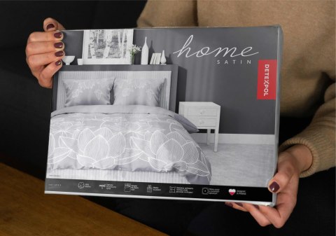 Pościel satynowa 180x200 Kwiaty lotosu szara 4818 B Home Satin 58 Pościel satynowa 180x200 Kwiaty lotosu szara 4818 B Home Satin 58