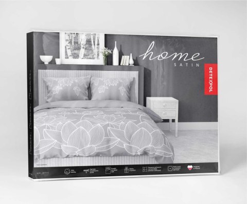 Pościel satynowa 180x200 Kwiaty lotosu szara 4818 B Home Satin 58 Pościel satynowa 180x200 Kwiaty lotosu szara 4818 B Home Satin 58