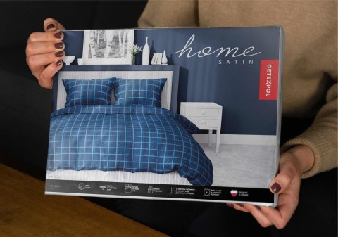 Pościel satynowa 220x200 Granatowa krata 4812 A Home Satin 58 Pościel satynowa 220x200 Granatowa krata 4812 A Home Satin 58