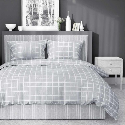 Pościel satynowa 220x200 Szara krata 4812 B Home Satin 58 Pościel satynowa 220x200 Szara krata 4812 B Home Satin 58