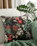 Poszewka dekoracyjna 45x45 Velvet 102 czarna zielona ze wzorem kwiatowym welurowa Eurofirany Poszewka dekoracyjna 45x45 Velvet 102 czarna zielona ze wzorem kwiatowym welurowa Eurofirany