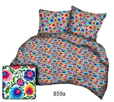 Poszewka bawełniana 40x40 łowicka biała kolorowe kwiatki 859a bawełna Max Poszewka bawełniana 40x40 łowicka biała kolorowe kwiatki 859a bawełna Max