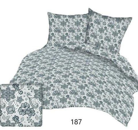 Poszewka bawełniana 50x60 biała szare kwiatki 187 bawełna Max Poszewka bawełniana 50x60 biała szare kwiatki 187 bawełna Max