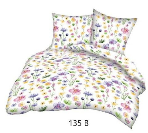 Poszewka bawełniana 70x80 biała łączka kolorowe kwiatki 135b bawełna Max Poszewka bawełniana 70x80 biała łączka kolorowe kwiatki 135b bawełna Max