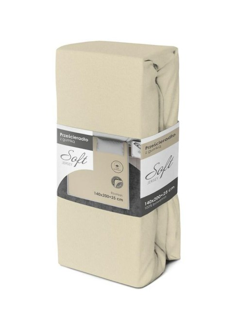 Prześcieradło jersey z gumką soft 140x200 kremowe na materac 25 cm Prześcieradło jersey z gumką soft 140x200 kremowe na materac 25 cm