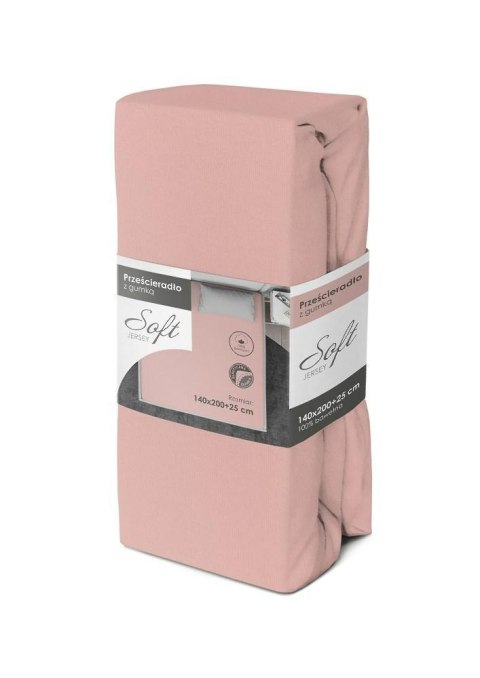 Prześcieradło jersey z gumką soft 140x200 różowe na materac 25 cm Prześcieradło jersey z gumką soft 140x200 różowe na materac 25 cm