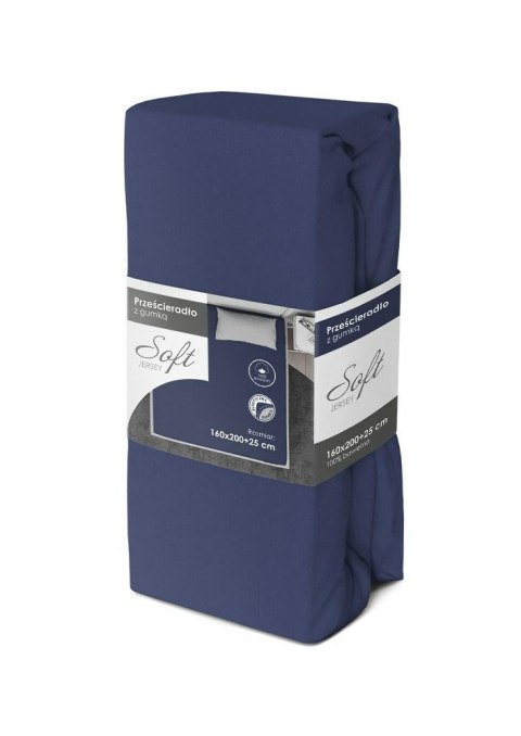 Prześcieradło jersey z gumką soft 160x200 granatowe na materac 25 cm Prześcieradło jersey z gumką soft 160x200 granatowe na materac 25 cm