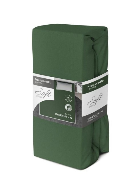 Prześcieradło jersey z gumką soft 180x200 zielone na materac 25 cm Prześcieradło jersey z gumką soft 180x200 zielone na materac 25 cm