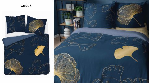 Pościel bawełniana 160x200 granatowa złota liście miłorzębu 4863 A Holland Home 73 Pościel bawełniana 160x200 granatowa złota liście miłorzębu 4863 A Holland Home 73
