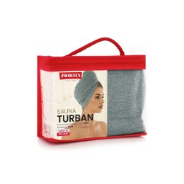 Turban kąpielowy do sauny szary tkanina frotte Zwoltex