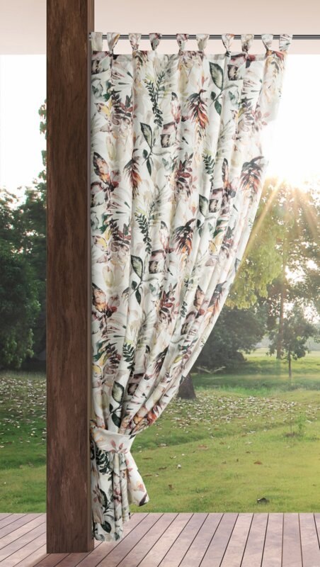 Zasłona gotowa 155x200 Garden 2 biała kolorowa liście do ogrodu wodoodporna mocowana na szelki/rzep Eurofirany Zasłona gotowa 155x200 Garden 2 biała kolorowa liście do ogrodu wodoodporna mocowana na szelki/rzep Eurofirany