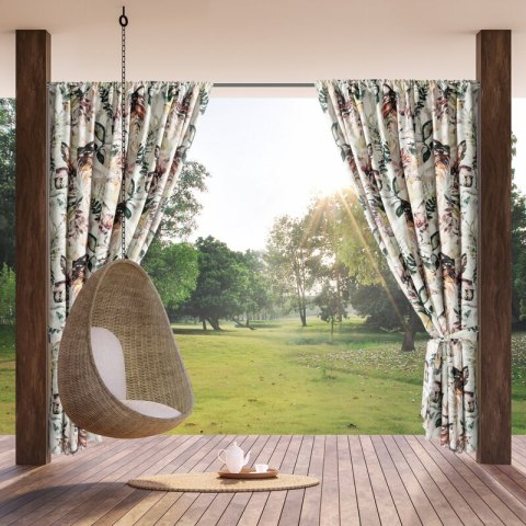 Zasłona gotowa 155x200 Garden 2 biała kolorowa liście do ogrodu wodoodporna mocowana na tunelu Eurofirany Zasłona gotowa 155x200 Garden 2 biała kolorowa liście do ogrodu wodoodporna mocowana na tunelu Eurofirany