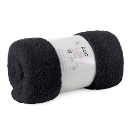 Koc narzuta z mikrofibry typu flano 170x210 czarny miękki Lori D91