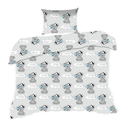 Pościel bawełniana 100x135 554K misie szara niebieska Kids 24 z poszewką 40x60 Pościel bawełniana 100x135 554K misie szara niebieska Kids 24 z poszewką 40x60