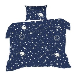 Pościel bawełniana 90x120 7K gwiazdozbiór granatowa planety Kids 24 z poszewką 40x60