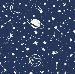 Pościel bawełniana 90x120 7K gwiazdozbiór granatowa planety Kids 24 z poszewką 40x60