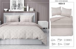 Pościel satynowa 140x200 beżowa liście z jedną poszewką 4924 B Home Satin 81