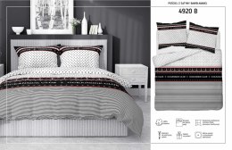 Pościel satynowa 140x200 biała czarna marynarska z jedną poszewką 4920 B Home Satin 81