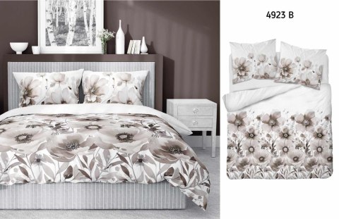 Pościel satynowa 220x200 biała beżowa kwiaty 4923 B Home Satin 81 Pościel satynowa 220x200 biała beżowa kwiaty 4923 B Home Satin 81