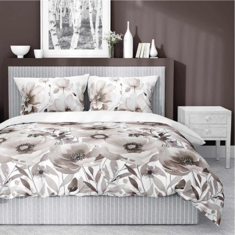 Pościel satynowa 220x200 biała beżowa kwiaty 4923 B Home Satin 81 Pościel satynowa 220x200 biała beżowa kwiaty 4923 B Home Satin 81